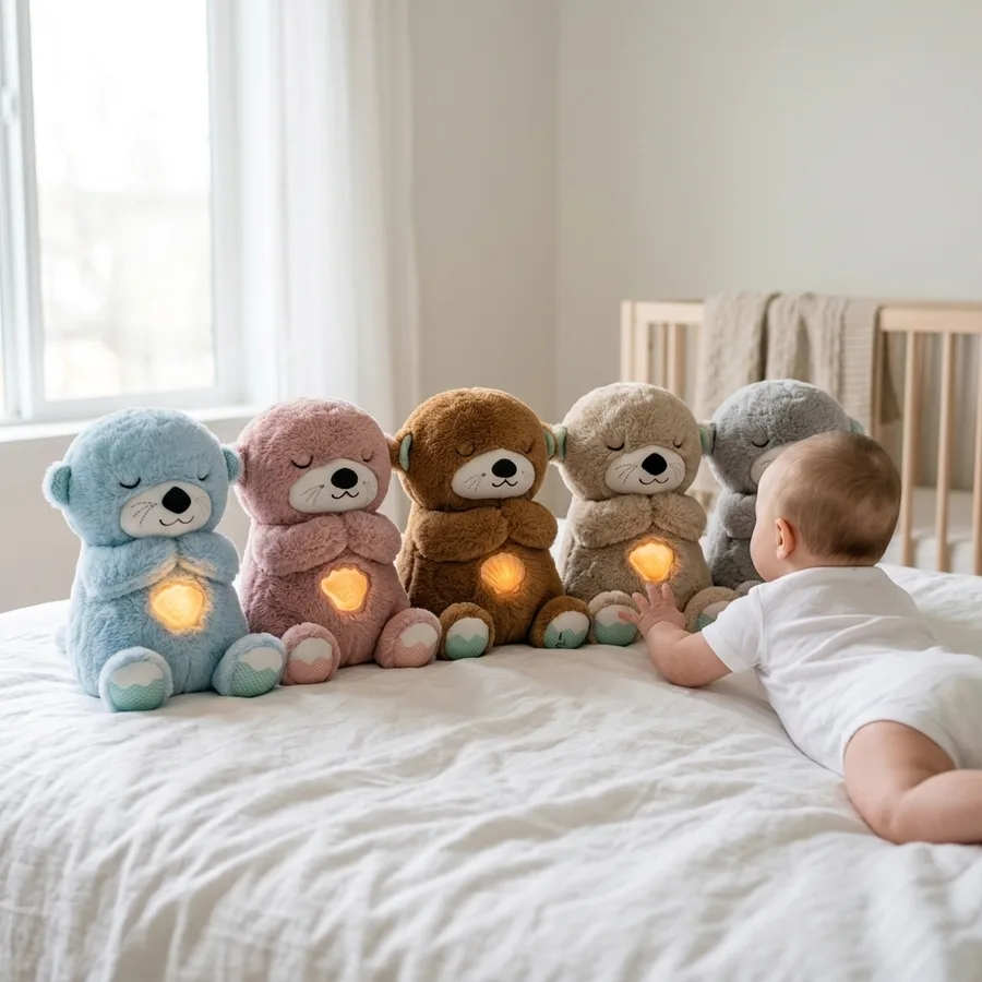 Nutria Dormilona – Peluche con Respiración y Música para Dormir al Bebé — color Gris — foto 2
