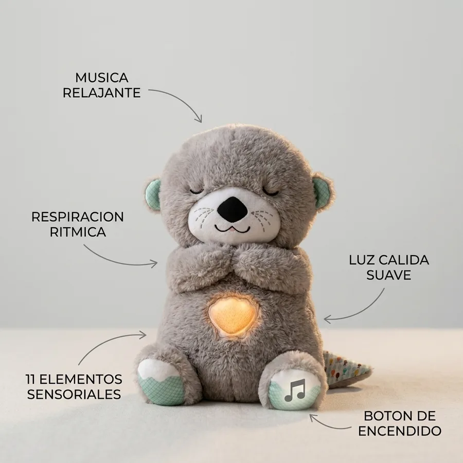 Nutria Dormilona – Peluche con Respiración y Música para Dormir al Bebé — color Gris — foto 4
