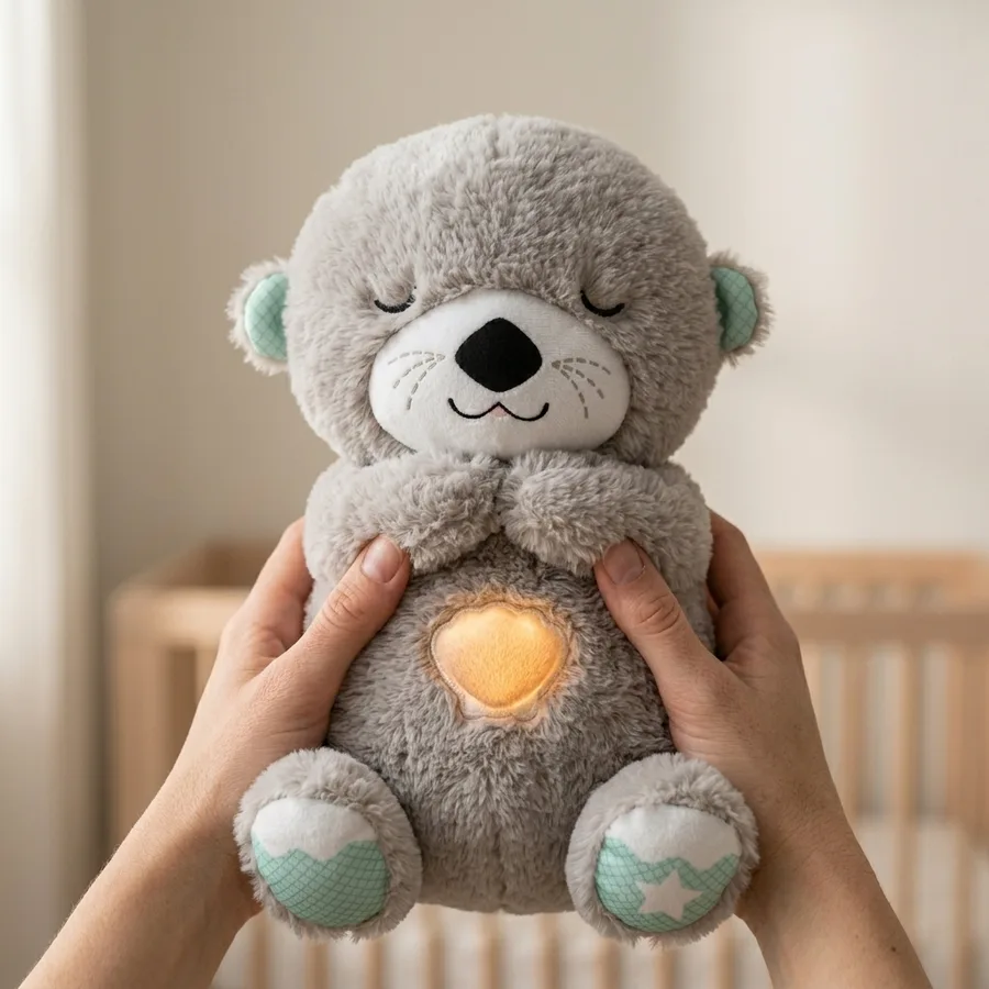 Nutria Dormilona – Peluche con Respiración y Música para Dormir al Bebé — color Gris — foto 3